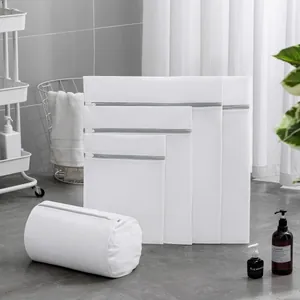 Durable thickened mesh laundry bag set for delicate clothes and lingerie in white