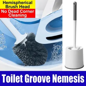 Ensemble de brosse de toilette hémisphérique moderne avec base épaisse nettoyage