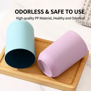 Set di bicchieri per spazzolini da denti in plastica PP in blu e lavanda