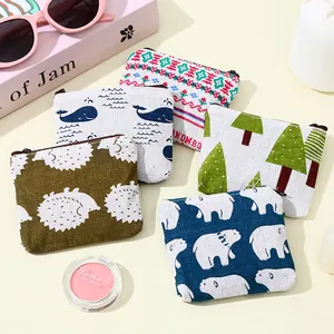 Cute mini canvas coin purses with various animal and nature patterns for women
