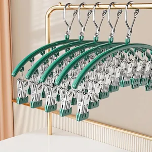 Stainless Steel Windproof Socks Drying Rack With 10 Clips Multi-functional Underwear Laundry Hanger Non-slip Space Saving Home Storage Organizer