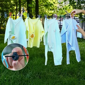 Portable windproof clothesline with anti-slip buckles for outdoor travel clothes drying