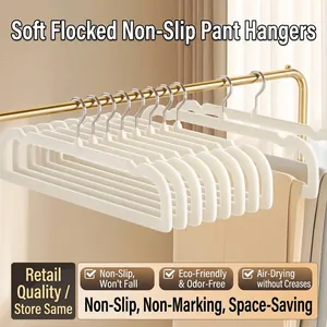 Premium witte fluwelen antislip kledinghangers voor broeken, ruimtebesparende organizer