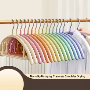 Multicolor non-slip clothes hangers with seamless shoulder design for home storage