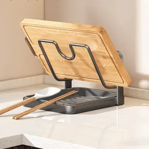 Multifunctional kitchen countertop pot lid rack and utensil holder with a drip tray