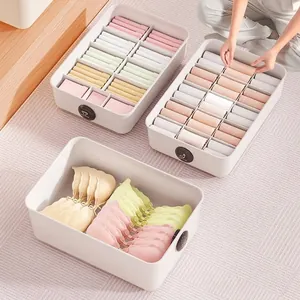 Multi-grid underwear and socks storage boxes set for tidy home closet organization