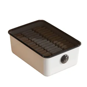 Multifunctional underwear and socks storage box with transparent lid and dividers