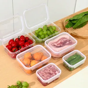 Set of six transparent food grade PP5 storage containers for kitchen fridge organization