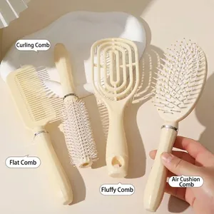 4pcs professional hair brush set including airbag, vented, round, and flat combs