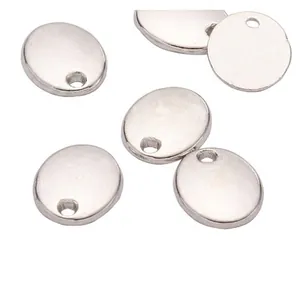 Titanium Steel Blank Metal Tag Pendant For DIY Engraving Logo Round Oval Charm Keychain Accessory Personalized Jewelry Finding