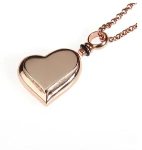 Elegant rose gold heart cremation urn necklace for ashes memorial jewelry pendant