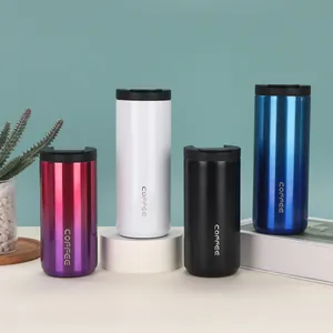 Detailed view showing four vibrant colors of 304 stainless steel vacuum insulated coffee mugs