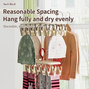 Multi-clip double-layer laundry rack for drying baby socks and underwear on balcony