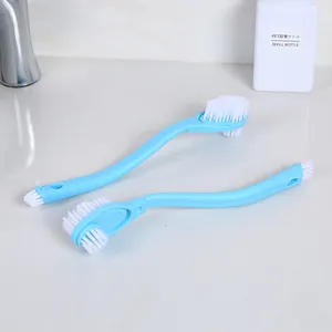 Durable light blue two-headed soft bristle long handle shoe cleaning brush tool