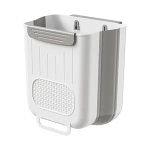 Cubo de basura plegable de cocina montado en pared, gran capacidad para puertas armario