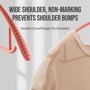 Pink wide shoulder non-slip plastic clothes hangers for non-marking garment drying