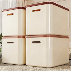 Modern Minimalist Plastic Storage Box With Lid Stackable Rectangular Organizer For Home Kitchen Office Desktop Miscellaneous Toy Snack Organizer Bin