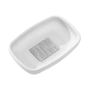 Multifunctional manual white ceramic ginger and garlic grater with stainless steel grinding plate