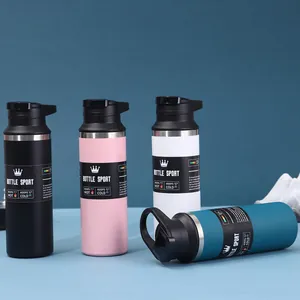 Detailed view of 304 stainless steel insulated sport bottles in various colors