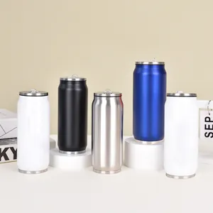 Sélection de gobelets isothermes en acier inoxydable en forme de canette avec pailles