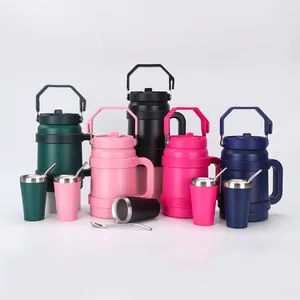 Set premium di flaconi sottovuoto in acciaio inox con manico e cannuccia in metallo
