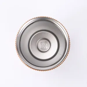 Detailed view showing high-quality food-grade 304 stainless steel interior of vacuum mug.