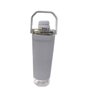 High-capacity sports shaker bottle with protein powder storage compartment white