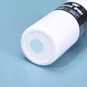 Bottom detail view of a white 304 stainless steel insulated sports water bottle.