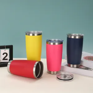 Buntes Set aus 20oz vakuumisolierten Edelstahl-Thermobechern für das Auto mit Deckeln
