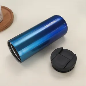 Detailed close-up view showing the blue gradient finish of the stainless steel cup