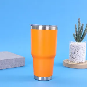 Ζωντανό πορτοκαλί ποτήρι ταξιδιού 30oz από ανοξείδωτο χάλυβα με μόνωση κενού διπλού τοιχώματος