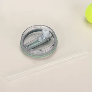 Replacement spill-proof lid and clear straw for 40oz insulated tumbler, green accent
