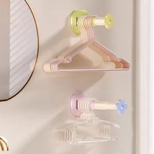 Wall-mounted telescopic clothes hanger organizer rack with drill-free installation