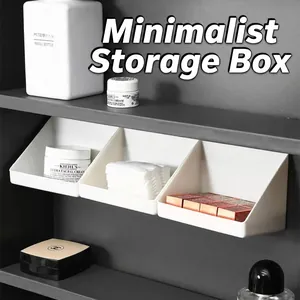 Slanted mouth mirror cabinet storage box for bathroom vanity and cosmetics organization