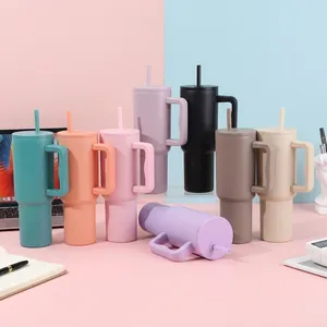 Vacuum Insulated Stainless Steel Tumbler With Handle And Straw Large Capacity Car Mug Thermal Cup For Travel Office Outdoor