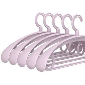 Lot de 5 cintres en plastique violet à épaules larges et antidérapants pour vêtements