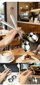 Close-up detail of thick stainless steel spoon with unique ice texture handle design
