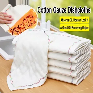 Absorbent 12-layer thick cotton gauze dishcloth for efficient kitchen stove cleaning
