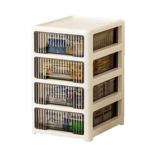 4-tier desktop storage drawer with transparent visible panels for office and home use