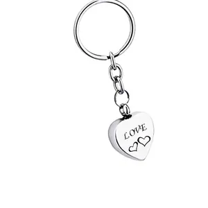 Stainless Steel Heart Cremation Urn Keychain For Ashes Pet Human Memorial Keepsake Love Pendant Memorial Jewelry Gift