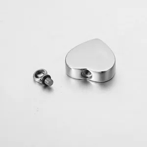 Elegante ciondolo per urna cineraria a forma di cuore in acciaio inox per animali
