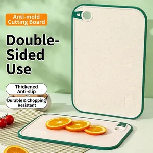 Antibacterial non-slip plastic cutting board for kitchen use, double-sided design