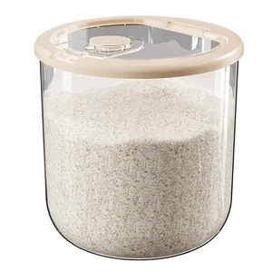 Luftdichter transparenter Reisbehälter mit beige Deckel für die Lagerung von Lebensmitteln