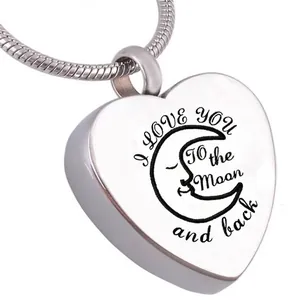 Collana Urna Cineraria a Cuore in Acciaio Inossidabile per Ceneri Gioielli Commemorativi Ricordo Ciondolo Love You To The Moon And Back per Animali Umani