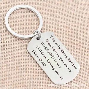 Father's Day Personalized Stainless Steel Dog Tag Keychain Sentimental Quote Pendant Key Ring Gift For Dad Husband Men