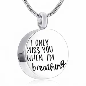 Stainless Steel Memorial Cremation Urn Necklace For Ashes Openable Round Pendant Memorial Jewelry For Human Pet Ashes Ashes Holder