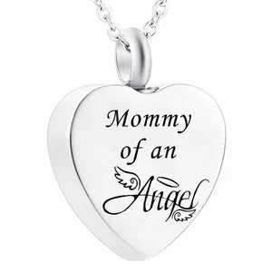 Edelstahl Herz Einäscherung Urne Halskette Für Asche Mommy Of An Angel Gedenkanhänger Engelsflügel Andenken Für Damen