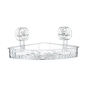 Minimalist transparent punch-free bathroom corner shelf with heavy-duty suction cups