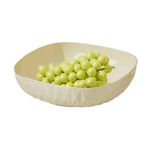 Elegant cream-colored fruit bowl with luxury diamond texture for modern living room decor