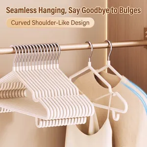 Durable non-slip plastic coated hangers with seamless curved shoulder design